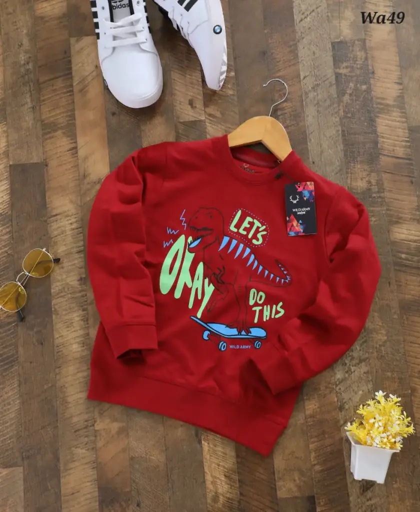 High Quality Sweatshirt for Kids (Red) | Biowashed