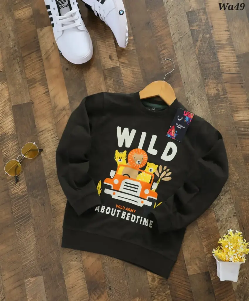 High Quality Sweatshirt for Kids (Olive Green) | Biowashed