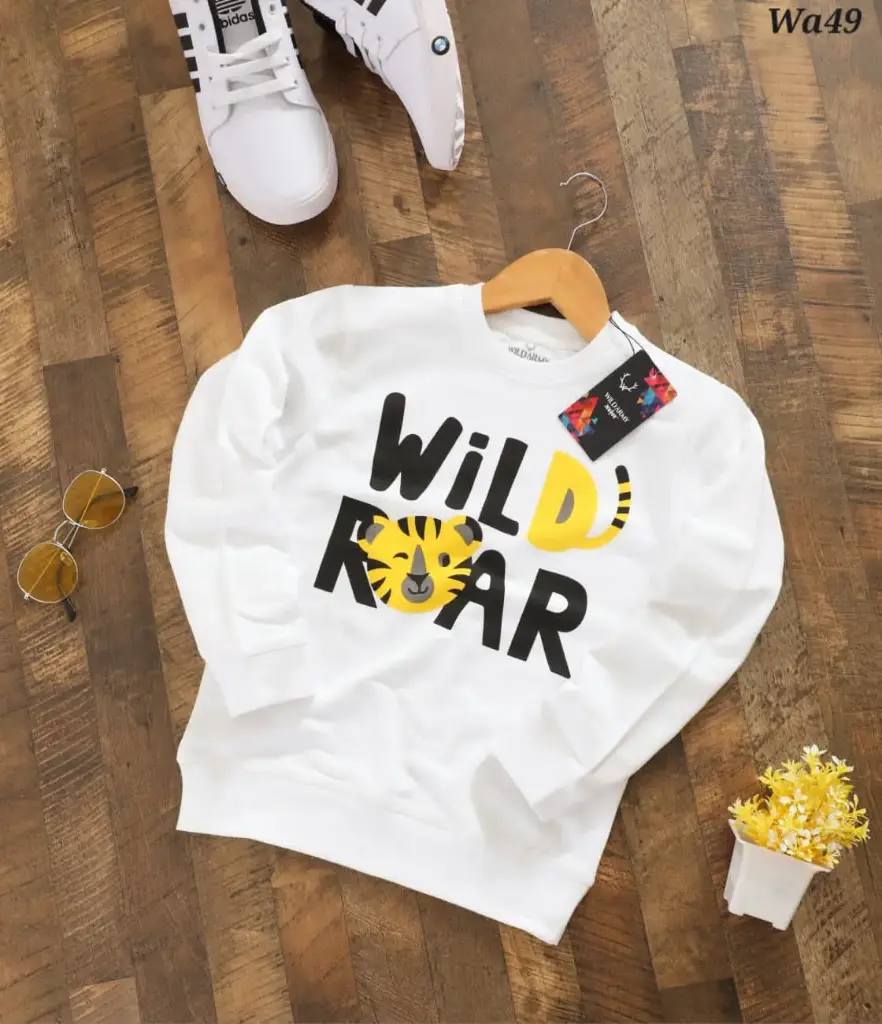 High Quality Sweatshirt for Kids (White) | Biowashed