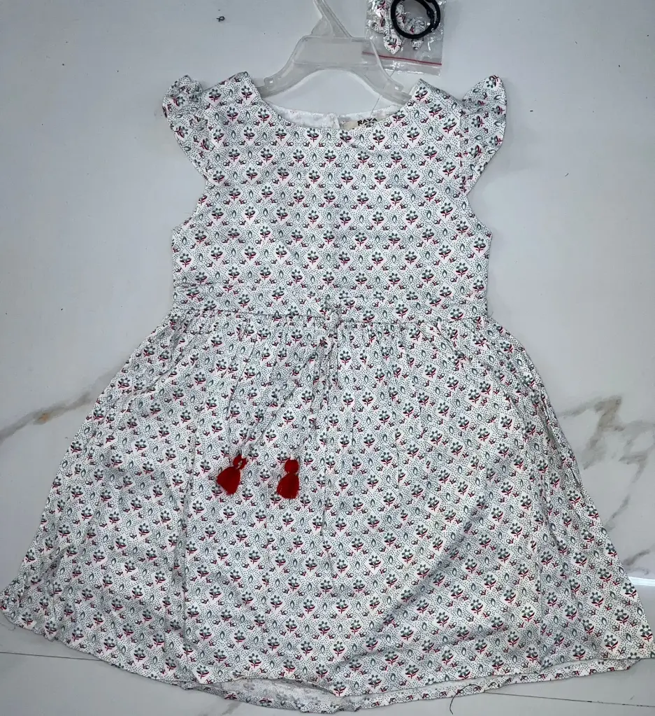 Cotton Woven Frocks (White Flowers)