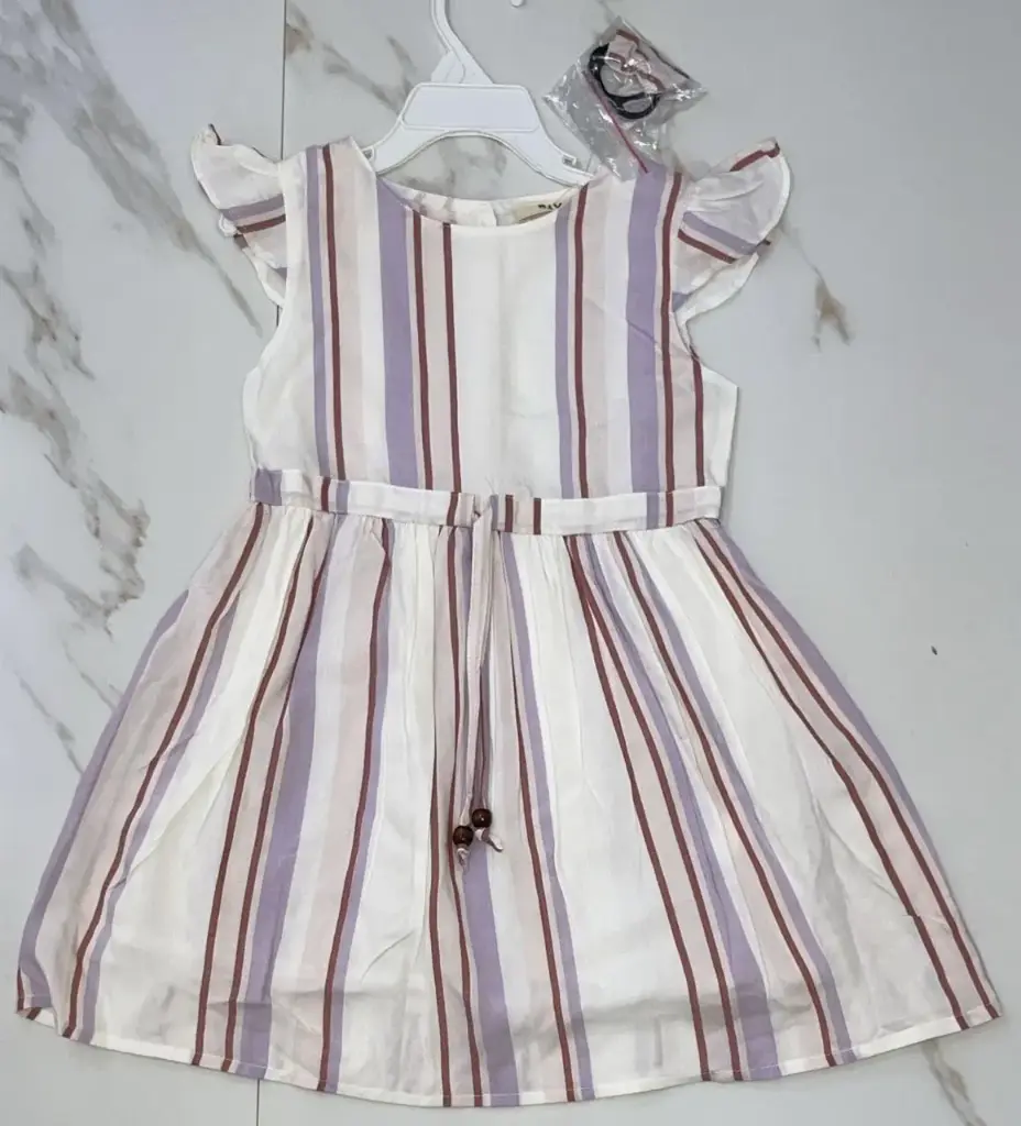 Cotton Woven Frocks (White Stripes)