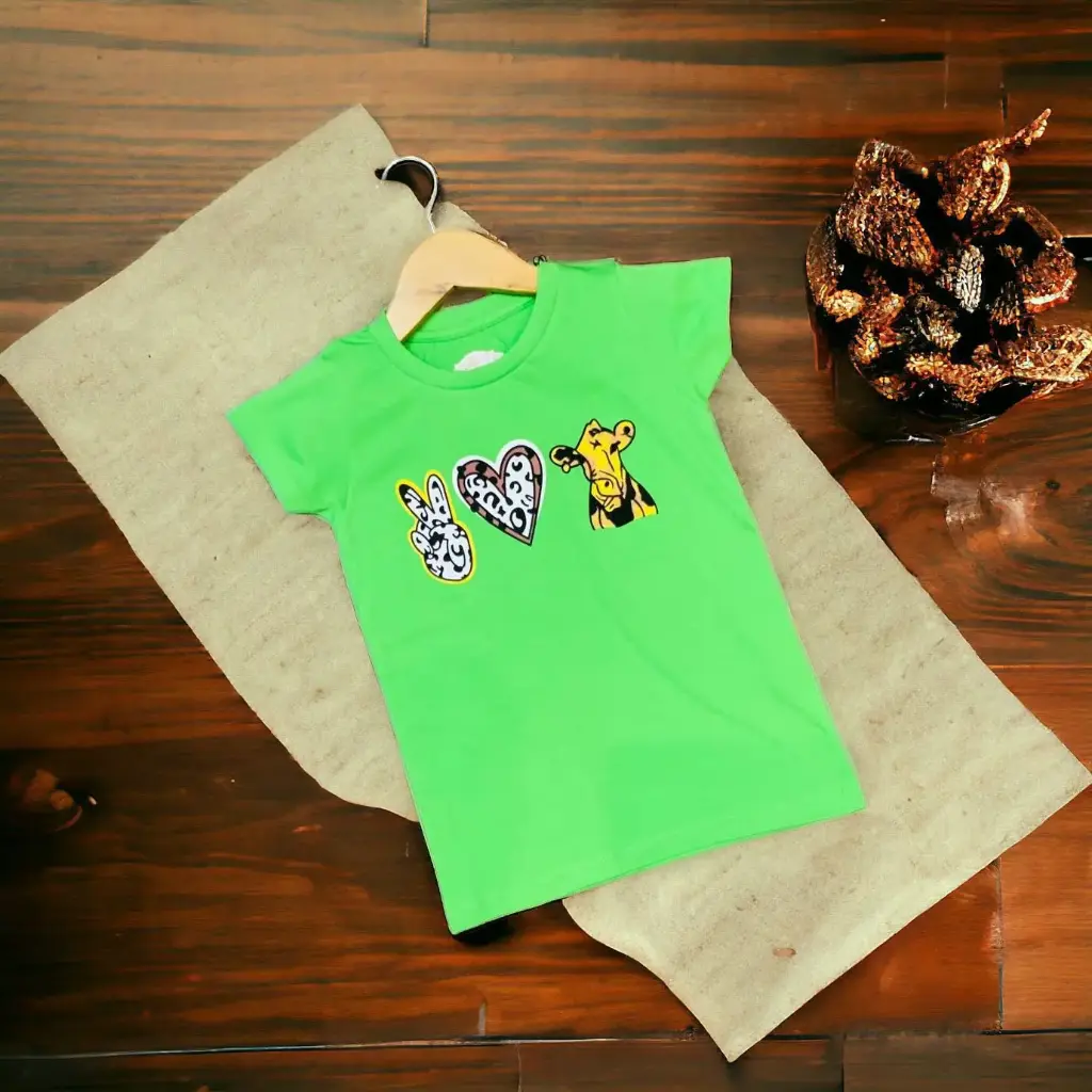 Girls T-Shirts 100% Cotton Bio-Washed (Green)