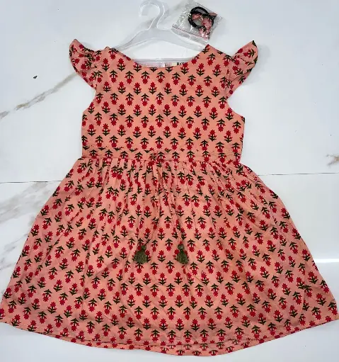 Cotton Woven Frocks (Peach Color)