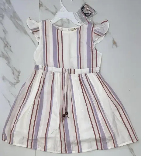 Cotton Woven Frocks (White Stripes)