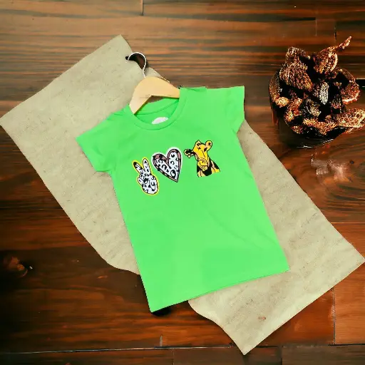 Girls T-Shirts 100% Cotton Bio-Washed (Green)